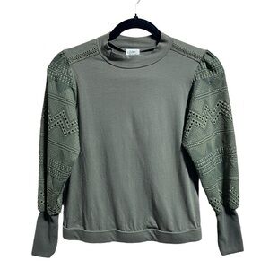 Anthropologie Tiny Petites Helen Mock Neck Eyelet Top Women’s Size XSP